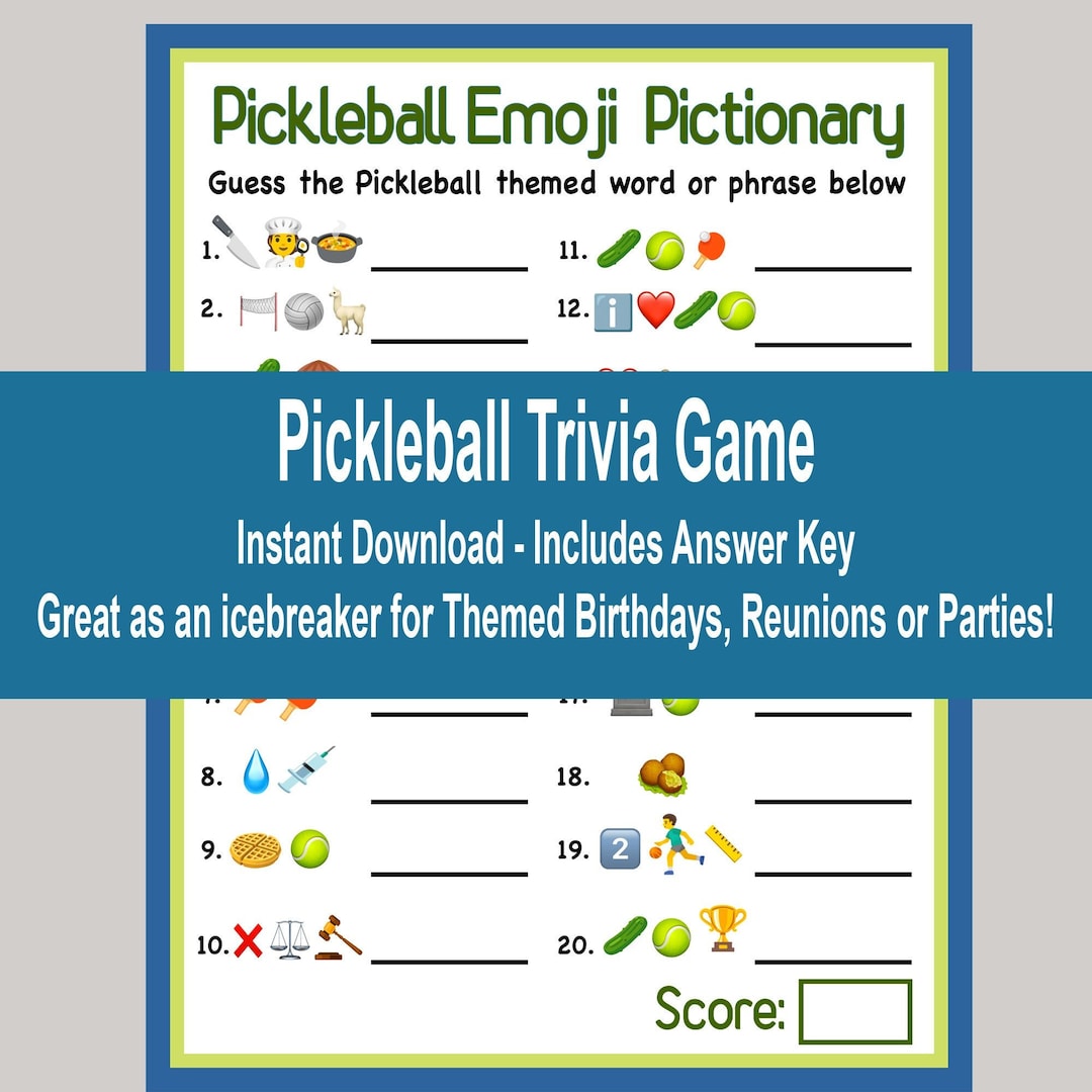 Pickleball Games, Pickleball Birthday Party, Pickleball Trivia Game