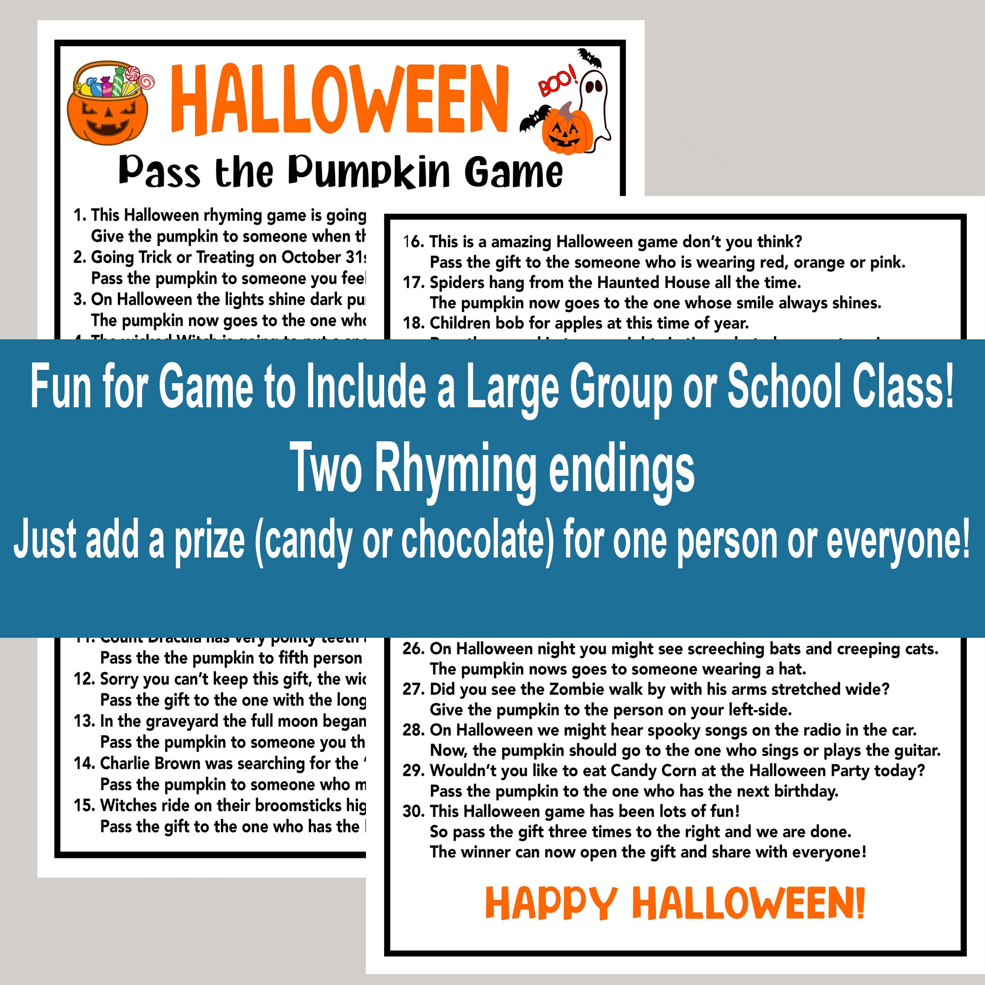 Halloween Game for Kids, Halloween Pass the Prize Game, Fun Halloween