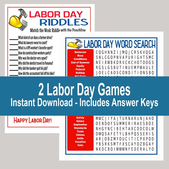 Labor Day Games Labor Day Word Search Labour Day Games Etsy