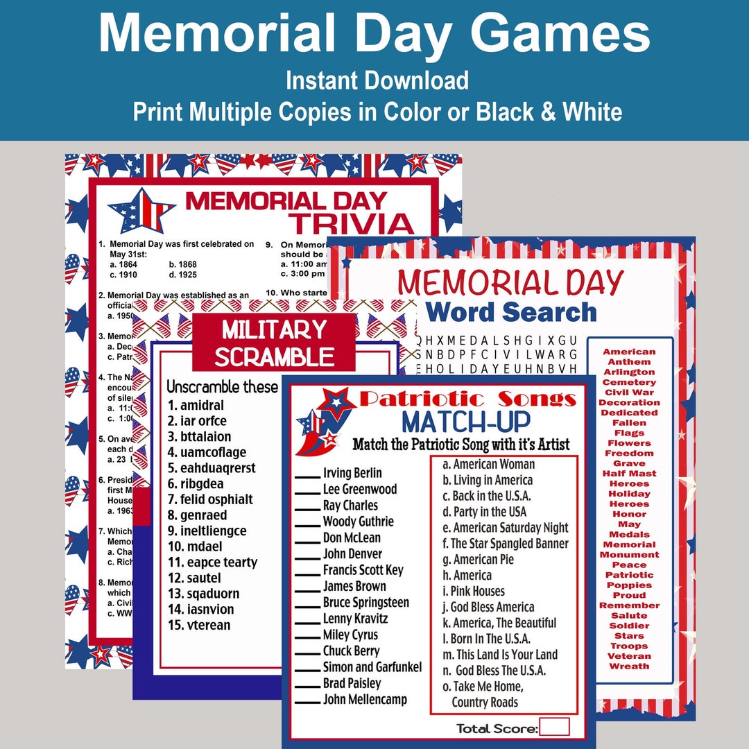 Memorial Day Games Memorial Day Trivia Memorial Day