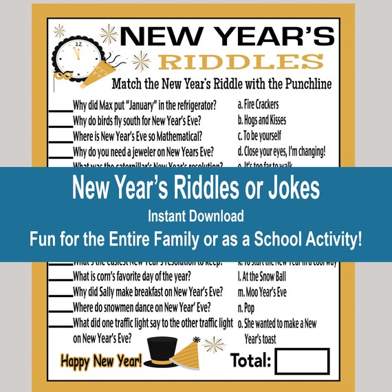 New Year's Eve Riddles NYE Party Games New Years Eve 