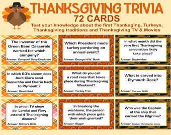 Thanksgiving Trivia Game Think Fast Game Thanksgiving - Etsy