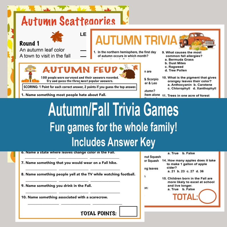 Autumn Trivia Games, Autumn Feud Game, Fall Trivia, Fall Family Feud ...