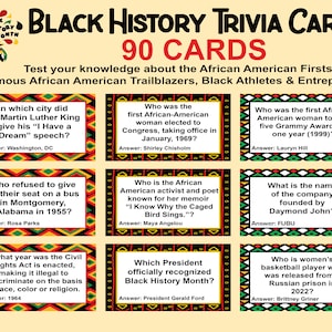 Black History Trivia Game, Black History Month-spel, leuke school Black History Month-activiteiten, Black History Quiz, Black History senioren
