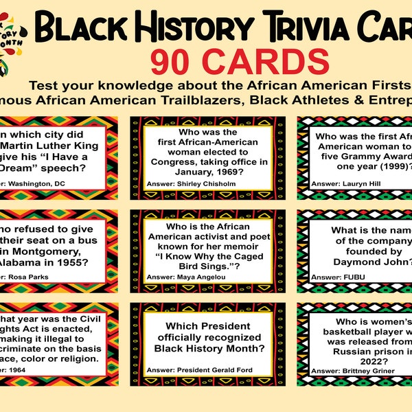 Black History Trivia Game, Black History Month Game, Fun School Black History Month Activities, Black History Quiz, Seniors Black History