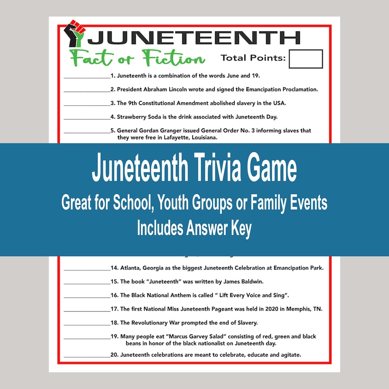 Juneteenth Trivia Game, Juneteenth Activity, Juneteenth School Game ...