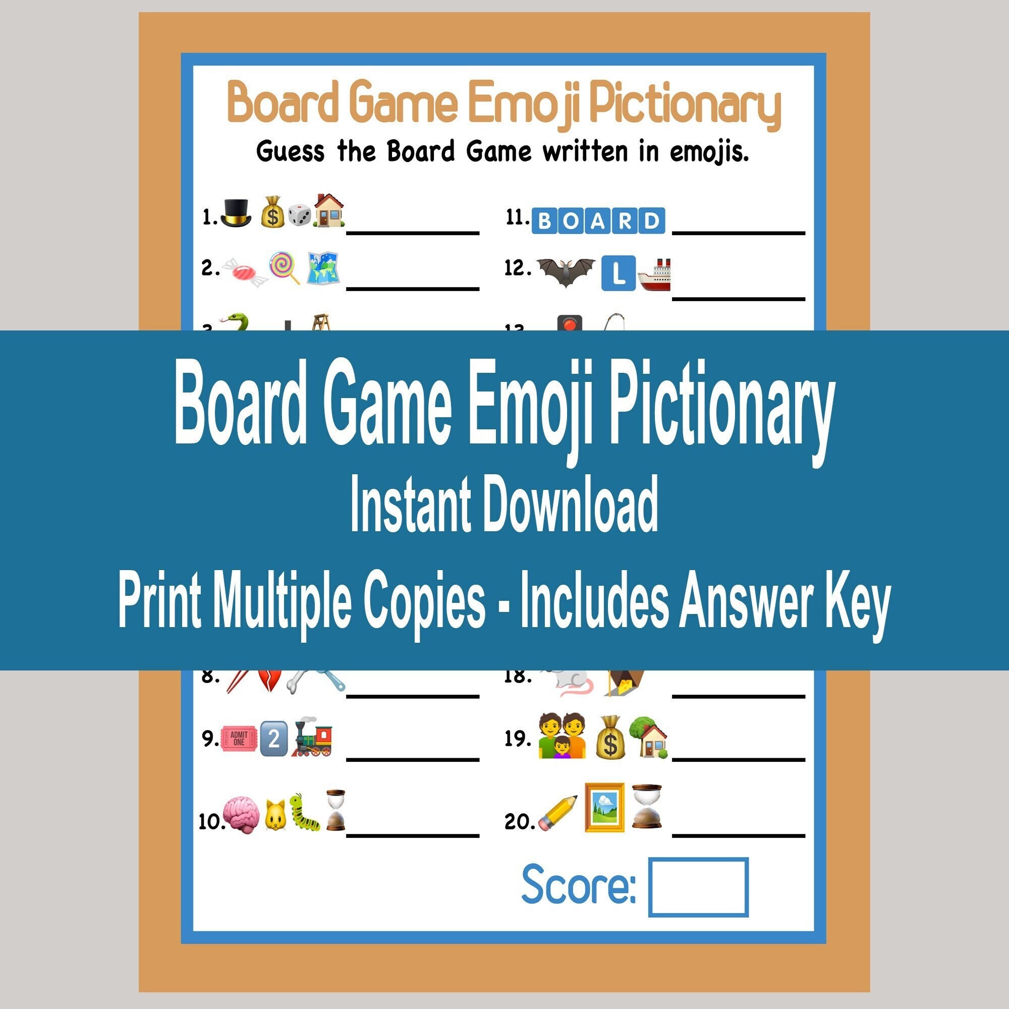 Printable Pictionary Board