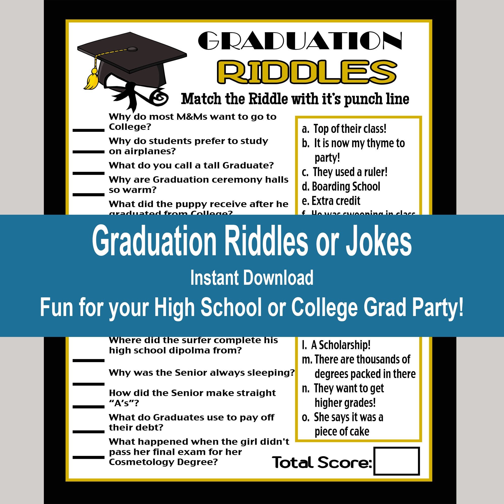 Graduation Games, Graduation Jokes or Riddles, High School Graduation Game, College Graduation 2021, Graduation Trivia Game, Printables