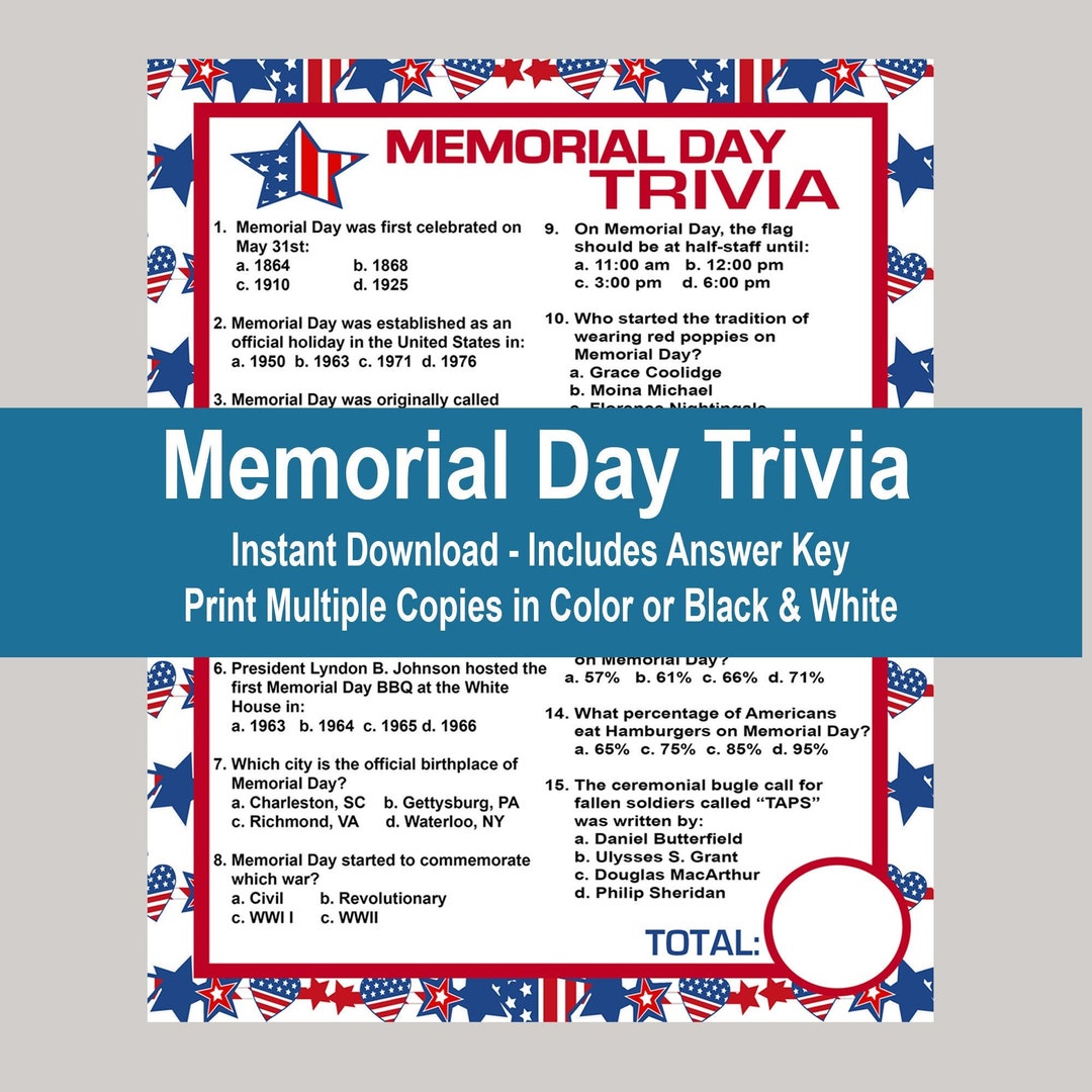 Memorial Day Trivia Games Patriotic Trivia Games American