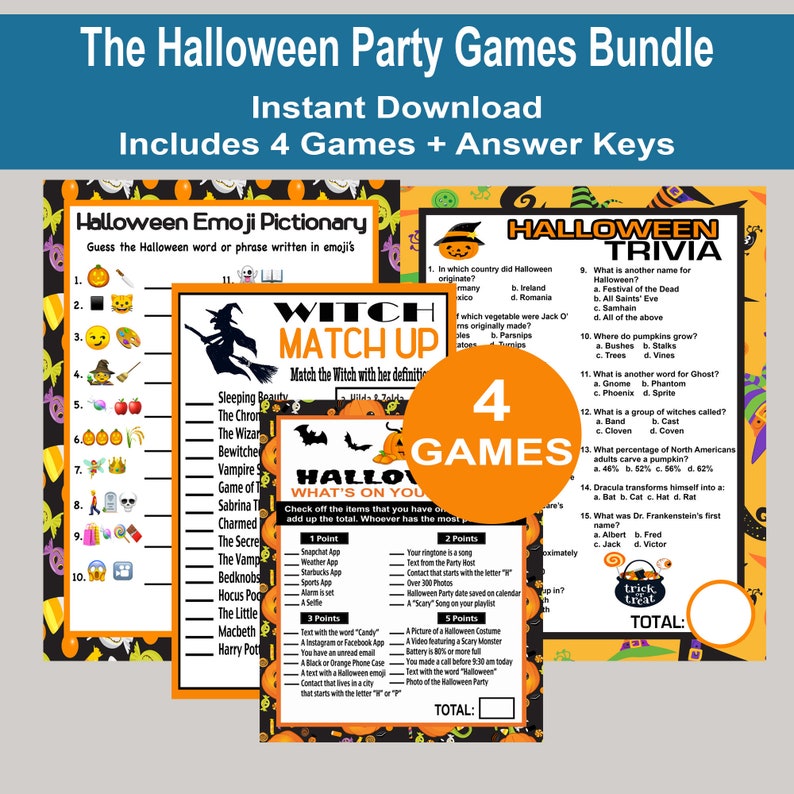 Halloween Games Halloween Trivia Halloween Emoji Game Adult | Etsy