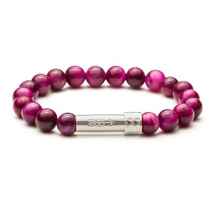 Fuchsia Tigers Eye MantraBEADS Bracelet, Wish Bracelet, Secret Message Bracelet, Beaded Intention Bracelet, Unique Gift For Her