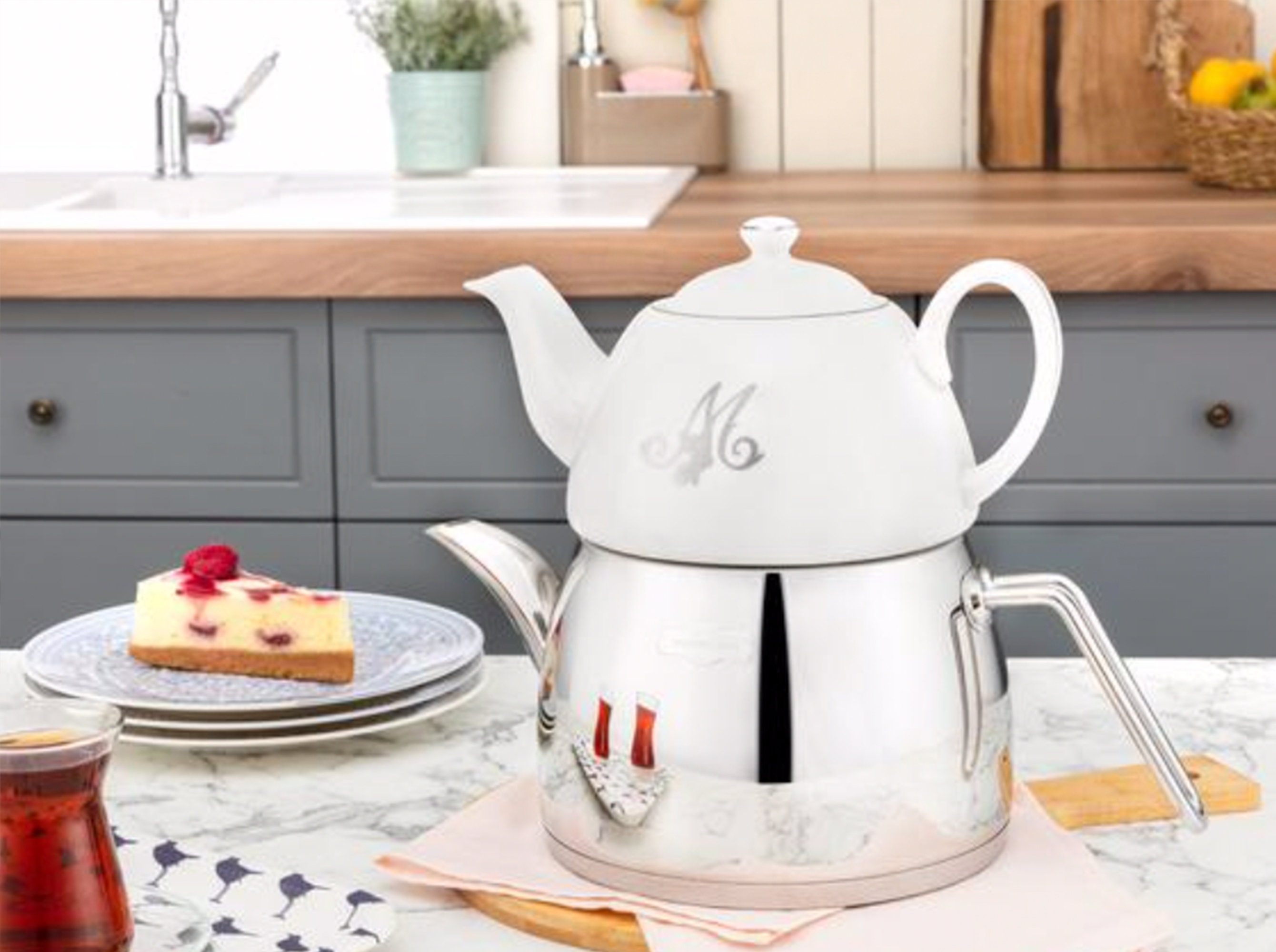 Enamel Porcelain Teapot Set Turkish Tea Pot Tea Kettle Etsy