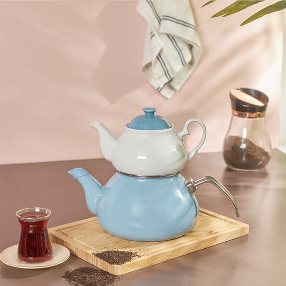 Enamel Porcelain Teapot Set Turkish Tea Pot Tea Kettle Etsy