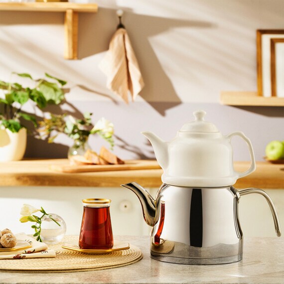 Enamel Porcelain Teapot Set Turkish Tea Pot Tea Kettle Etsy