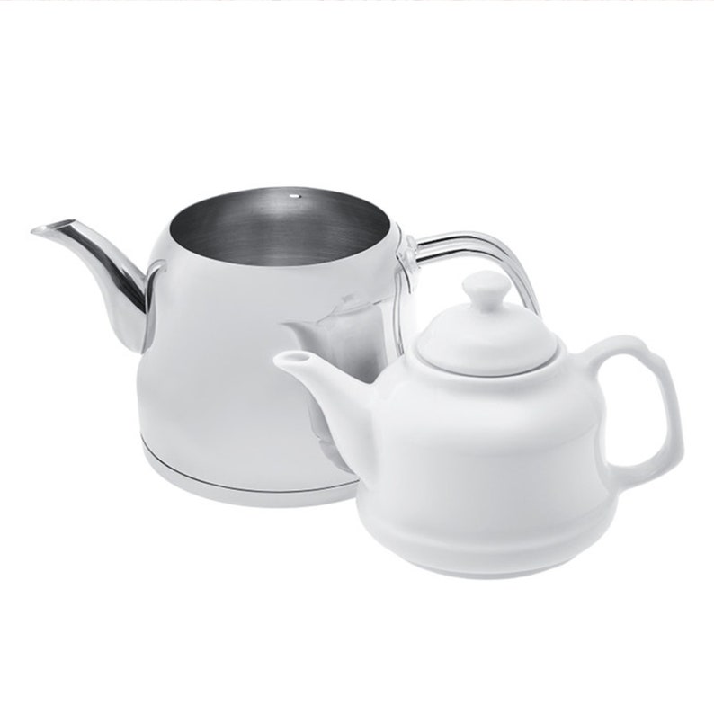 Enamel Porcelain Teapot Set, Turkish Tea Pot, Tea Kettle, Selfstrainer