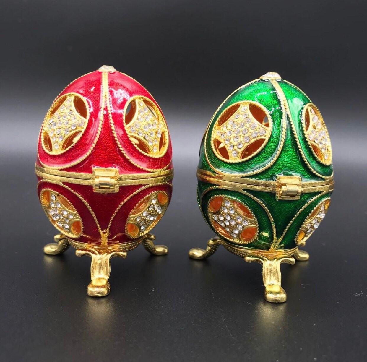 HEITIGN Vintage Fabergé-Ei Schmuckkästchen – Ananas-Design, Mit Emaille & Strass, Ca. 4,5x2,6x2,6 Cm