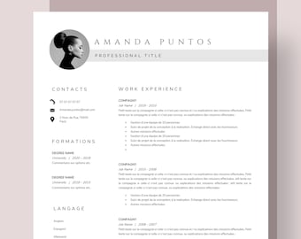CV Design Template, Modern, Cover Letter, MS Word, English & French / CHLOE