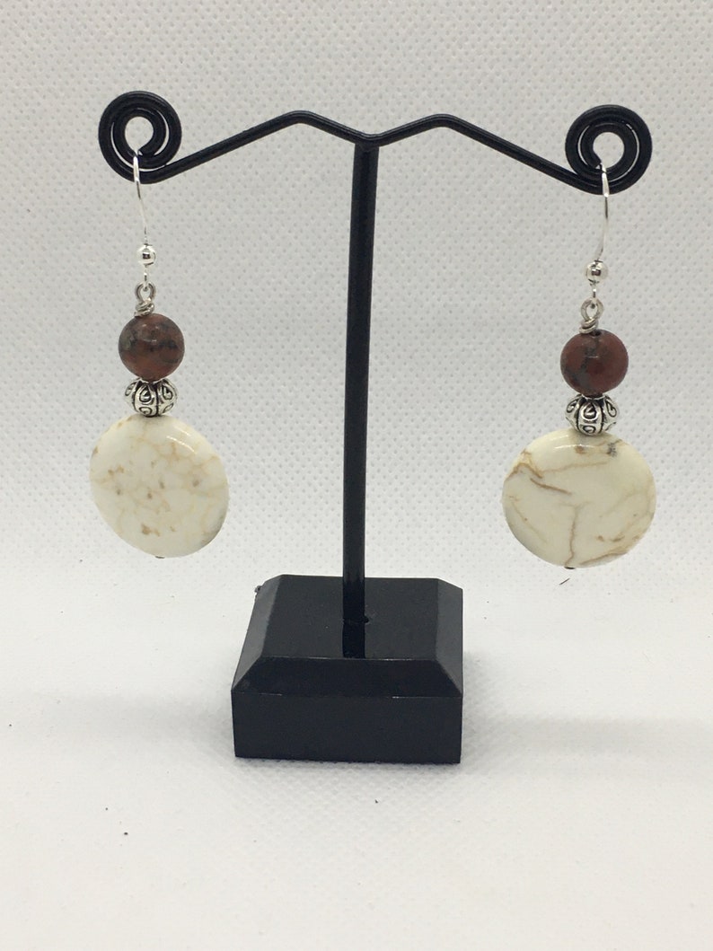 Handmade Beaded Jewelry Presents for Women Howlite Women\u2019s Earrings Handcrafted Jewelry Handmade Earrings