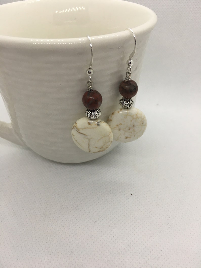 Handmade Beaded Jewelry Presents for Women Howlite Women\u2019s Earrings Handcrafted Jewelry Handmade Earrings
