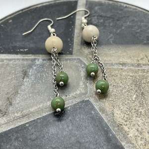 Handmade Dangle Earrings: Stainless Steel Chain & Bead Jewelry