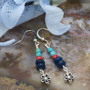Multi-Colored Beaded Dangle Earrings with Tibetan Spacers