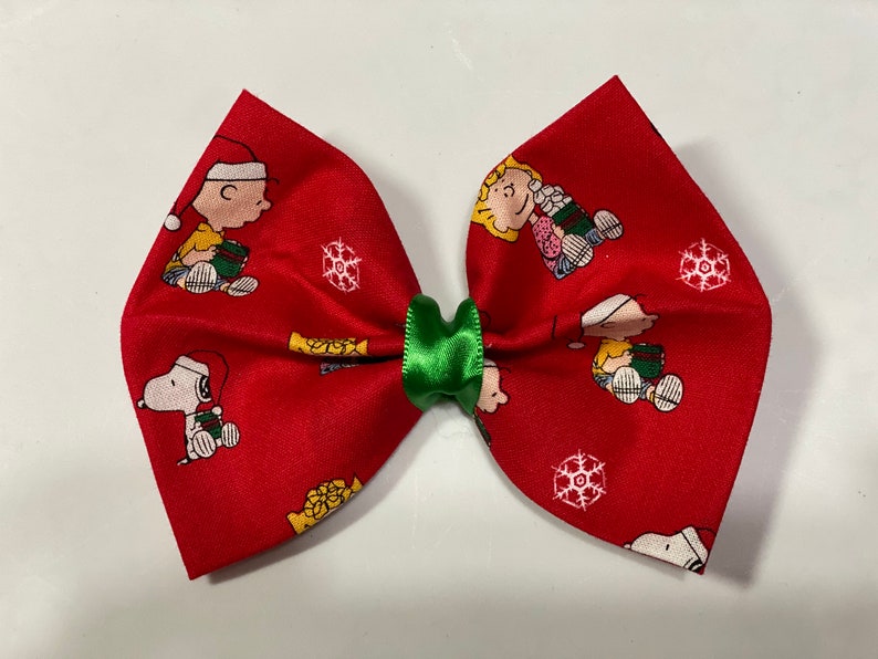Holiday Themed Handmade Slide-On Dog Collar Bow