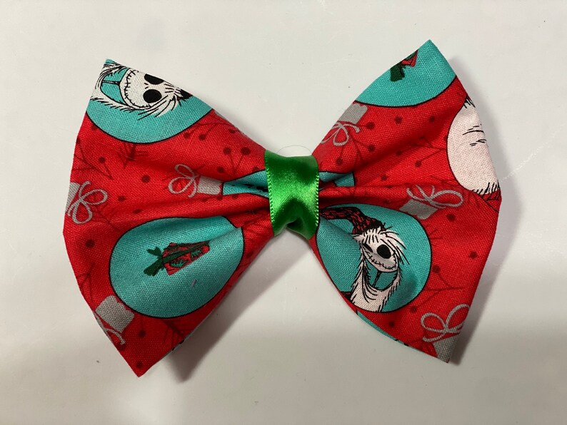 Holiday Themed Handmade Slide-On Dog Collar Bow