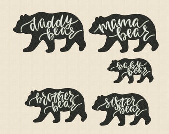 Papa Bear Embroidery Design Papa Bear Embroidery