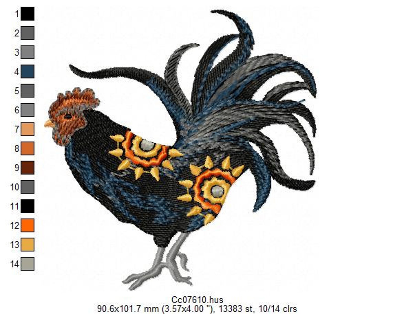Rooster Machine Embroidery Design 8 Designs Bundle 4x4 Etsy