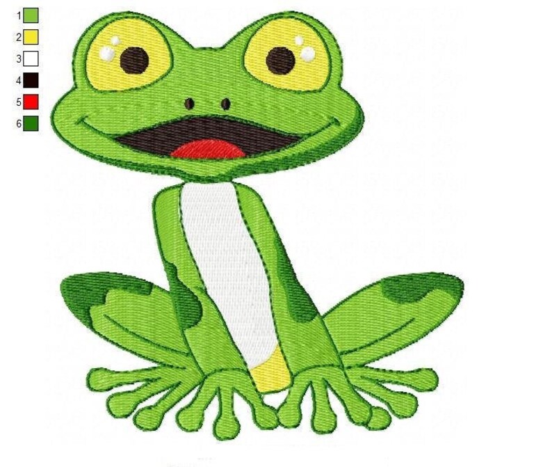 Frosch Maschine Stickerei Design Cartoon Frosch Bild Etsy