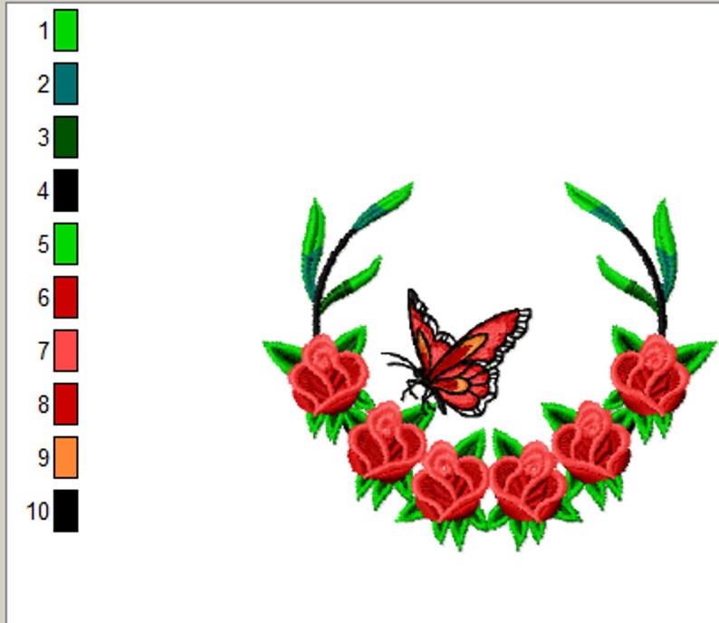 Red Rose Garden Machine Embroidery Design Flourish Pattern Etsy