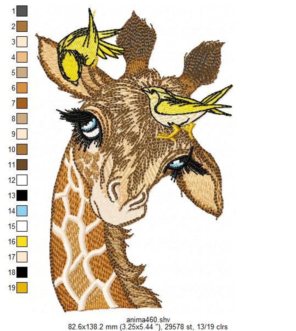 Giraffe with Birds Machine Embroidery Design African Etsy