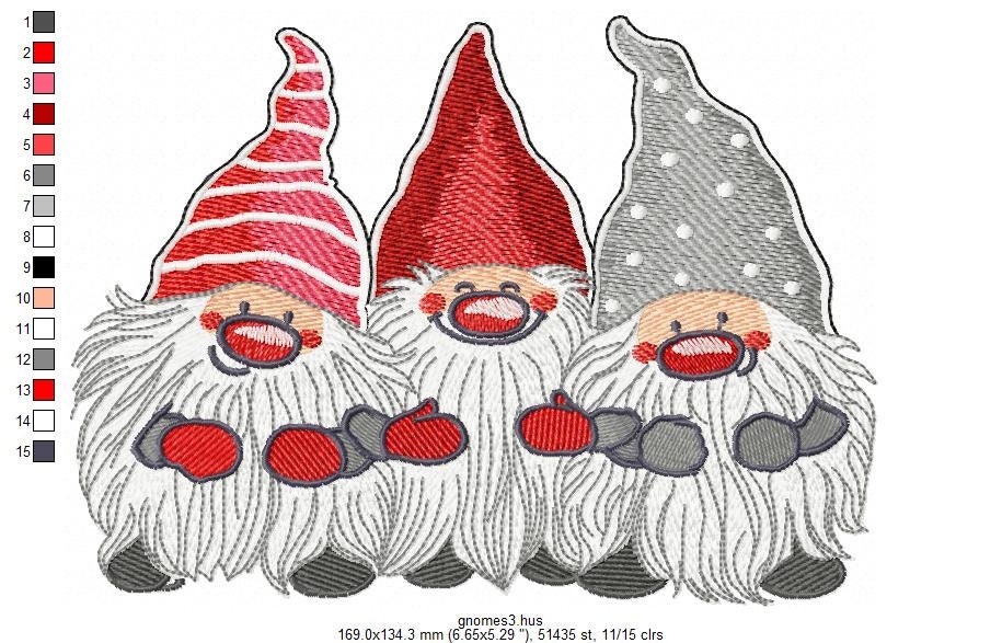 Christmas Gnomes Machine Embroidery Design Santa Gnome Etsy