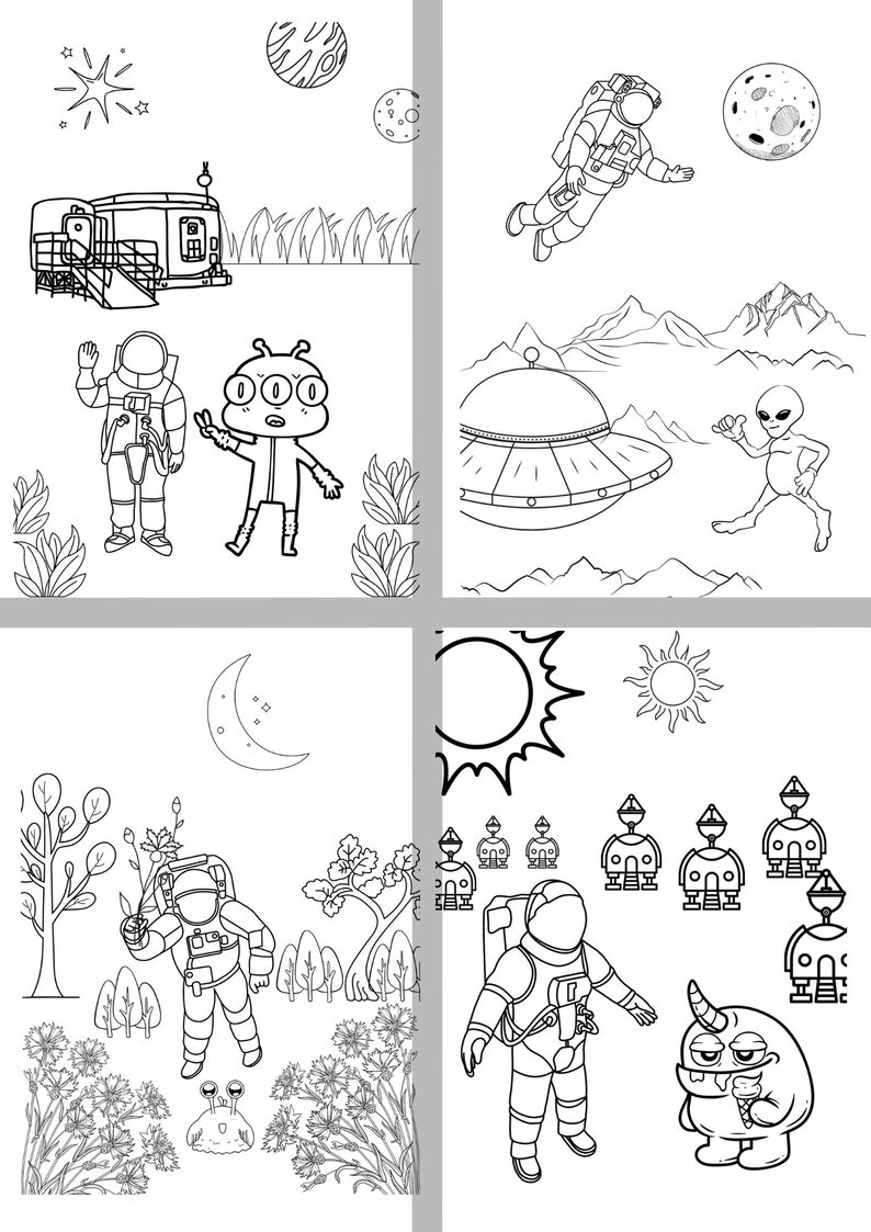 Alien Worlds Coloring Pages - Etsy