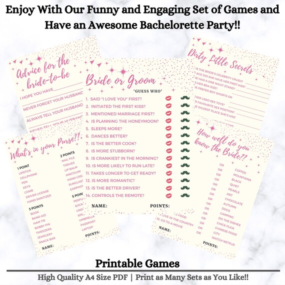 Printable Bachelorette Party Games Dirty Little Secrets Game - Etsy