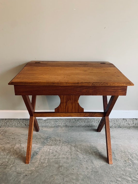 Antique School Master S Desk Slant Top Desk School Etsy