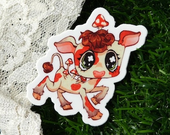 Mushroom Cow Vinyl Sticker