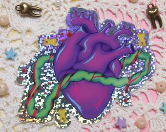 Neon Planet Guro Heart Glitter Sticker