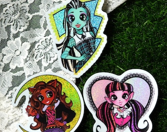 Stardust Glitter Monster Girl Stickers - Waterproof Vinyl Decals