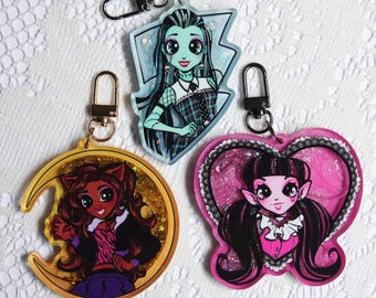Glitter Shaker Monster Girl High School Keychains