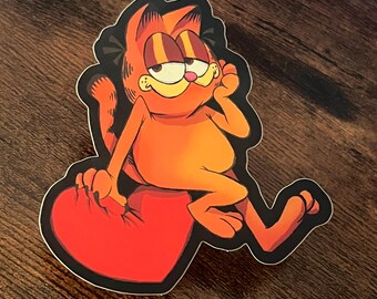 Love Hurts Garf Orange Cat Matte Sticker
