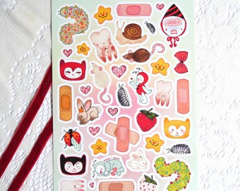 Bugs, Clowns, Teeth, and More Matte Vinyl Sticker Sheet 40 PIECES