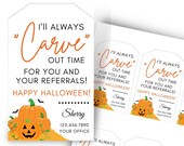 Fall Pop-By Tags Realtors, Halloween Treat Tags, Pumpkin Carving, Real Estate Tags, Hello Neighbor, Referrals, Edit or Write In Name
