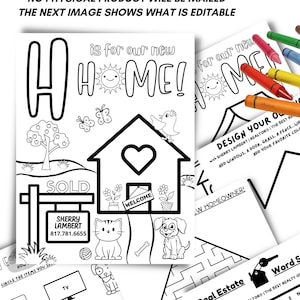 Printable Coloring Pages Real Estate, Open House Kids Activity Sheets, Showings Closing Listings Marketing Events, Editable Template Canva