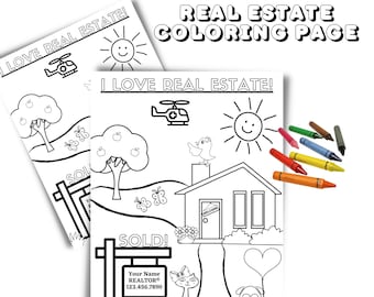 Real Estate Coloring Pages, Open House Activity (Editable Canva Template)