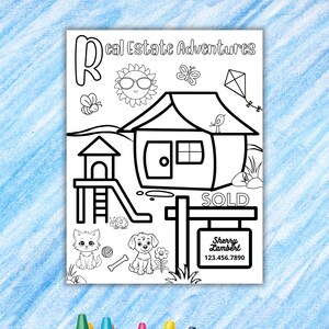 Open House Kids Activity Sheet for Real Estate, Printable Coloring Page, Showing Closing Listing Marketing Events, Editable Template Canva