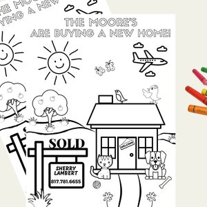 Printable Coloring Pages Real Estate, Open House Kids Activity Sheets, Showings Closing Listings Marketing Events, Editable Template Canva