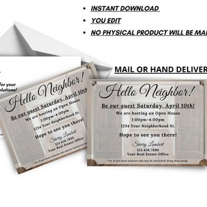 Open House Real Estate Invitation, Hello Neighbor Real Estate Template, Invite the Neighbors to a Private Open House, Realtor Marketing