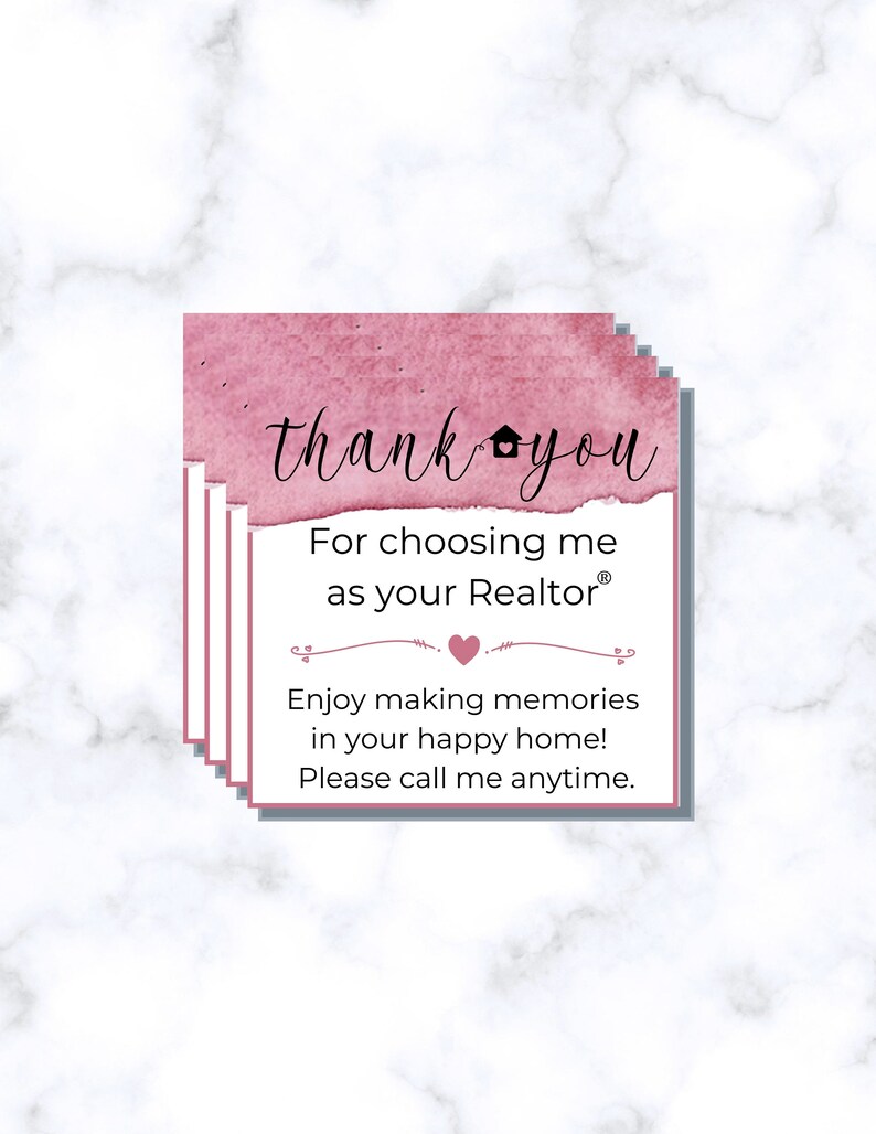 REALTOR Thank You Card Closing Day Gift Tag New Home Card Etsy