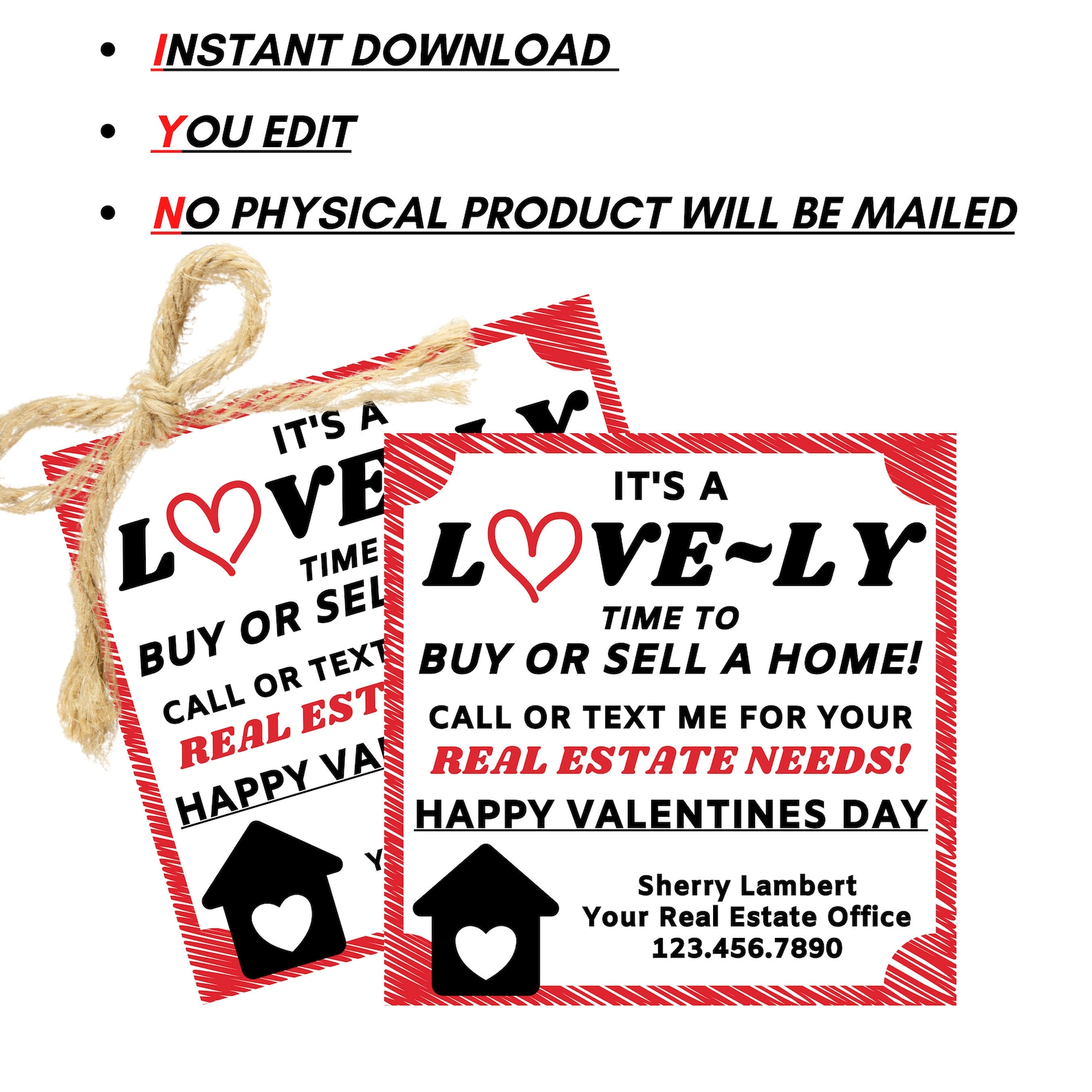 Valentine's Day Pop-By Tag Real Estate Realtor Marketing | Etsy